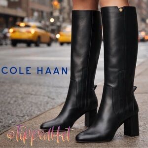 NWOB $295 Cole Haan Grand Ambition Pull-On Tall Boot – Black Leather 6.5